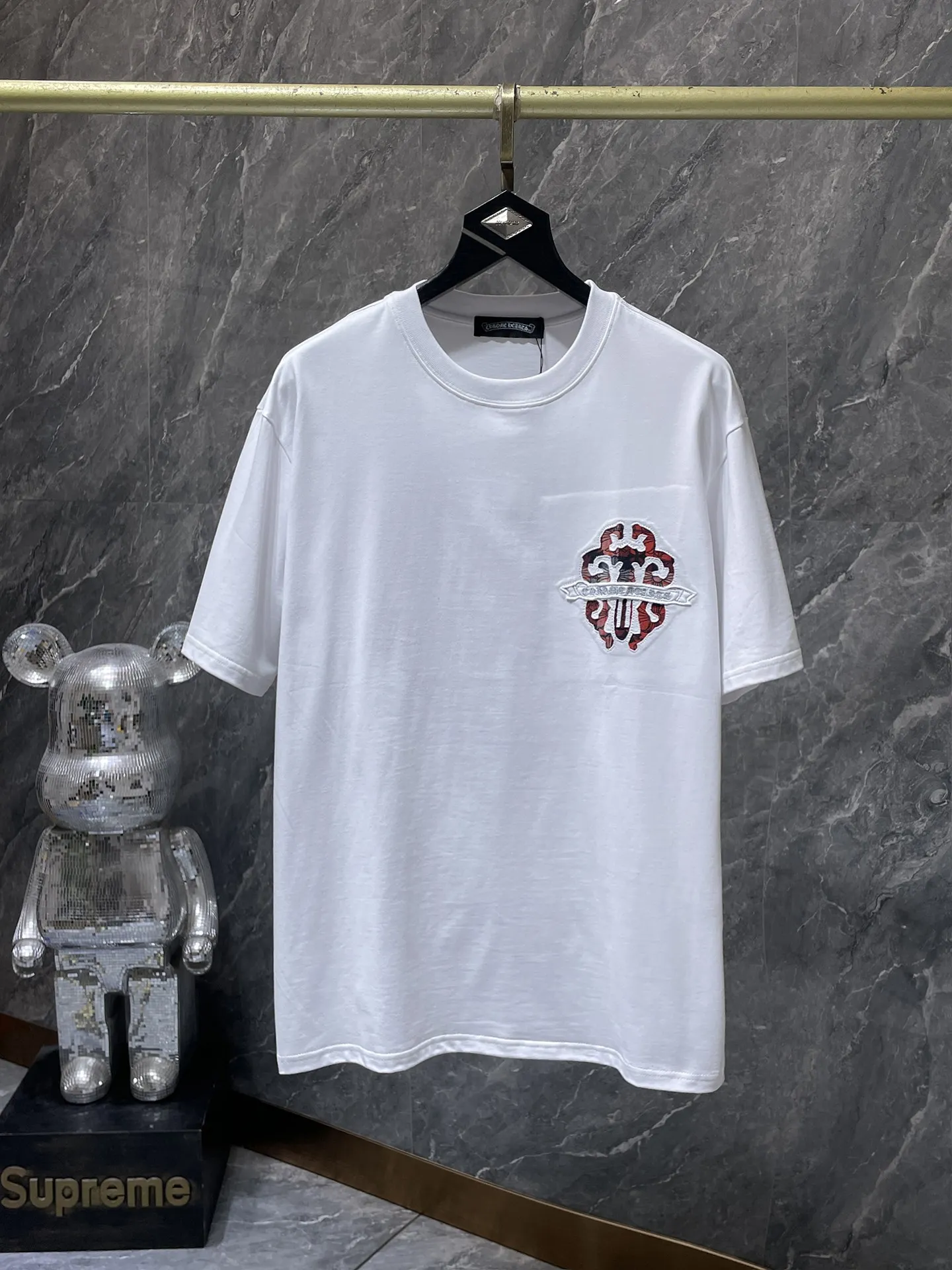 P170 new Chrome Hearts 25ss high version for summer! High-weight, environmentally friendly, high-quality top-quality fabric 260g~285g Krobajian Heavy Industry hand-applied embroidered short-sleeved heavy industry embroidery! ! ! Tens of thousands of needles! ! Counter synchronized replica version 1:1 Recommended colors: black white